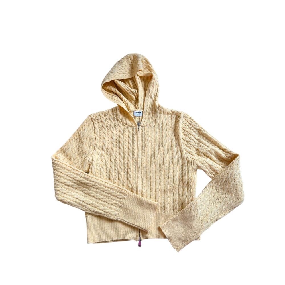 Cotton On Women's Cable Knit Zip Hoodie Sweater - Yellow